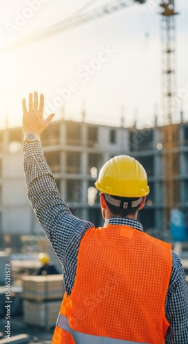 Construction Manager Directing Operations at Building Site