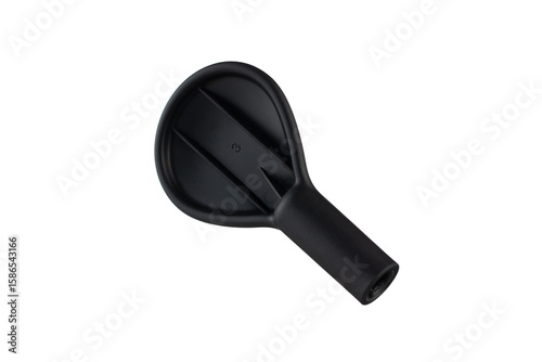 A black plastic handle for chair adjustment.
Plastic handle for chair adjustment isolated on white background.