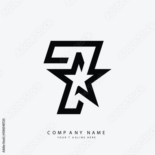 Letter minimal 7 Star Monogram Logo