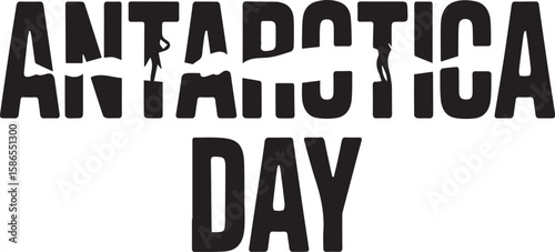 Antarctica Day silhouette vector Illustration
