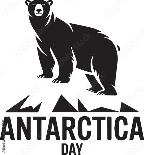 Antarctica Day silhouette vector Illustration