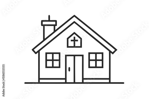 White background house icon for residential real estate building design and construction