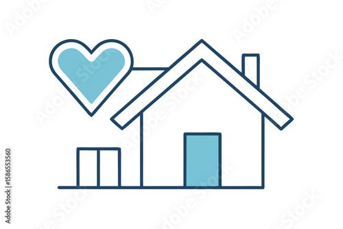 Real estate logo of a house and heart symbol, illustrating a concept for home construction and property sales