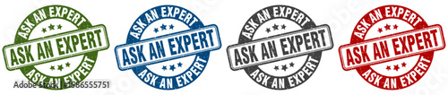 ask an expert stamp. ask an expert round stamp set isolated on white background