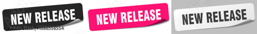 new release sticker. new release sticker set on white background