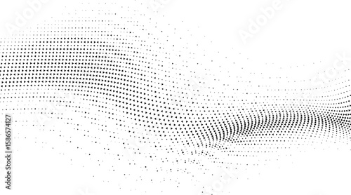 A dynamic abstract background featuring a flowing wave pattern composed of numerous small black triangles and dots, creating a sense of movement and depth.
