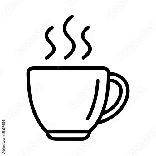 Outline of a Hot Coffee Mug with Rising Steam