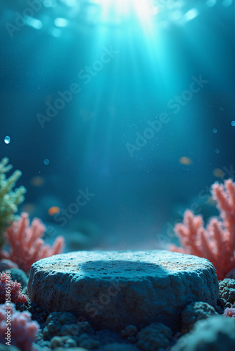 Sunlit Coral Reef: A Serene Underwater Paradise and Perfect Advertising Background