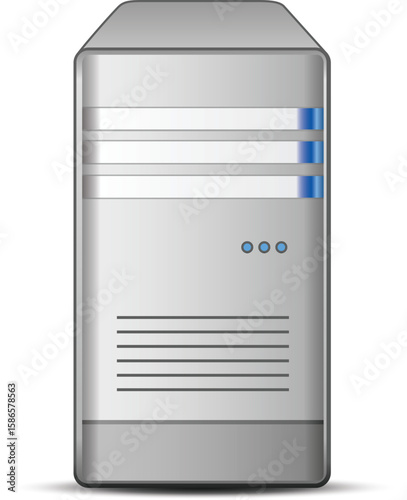 Silver Computer Server Tower – Vector Illustration