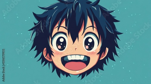 Smiling otaku icon anime