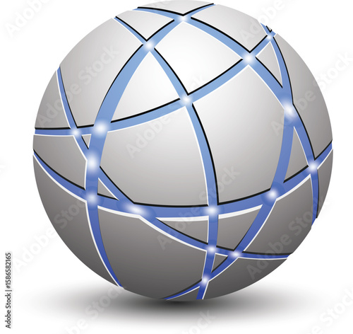 Glowing Network Globe Icon – Vector Illustration