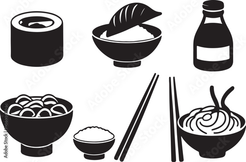 Set of ice cream icons in various styles and kitchen-themed vector symbols