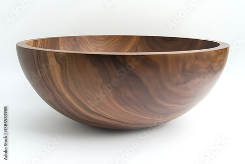 Elegant handcrafted wooden bowl, likely made of walnut, with a smooth, rounded shape, perfect for serving or display