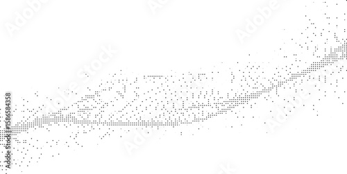 Abstract diagonal pattern of scattered black dots on a clean white background