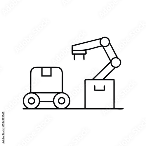 Automated warehouse robot handling packages in a modern design