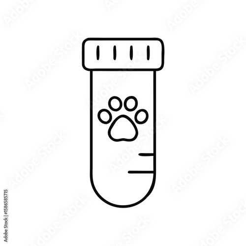 Blood sample vial with a paw print icon in black outline