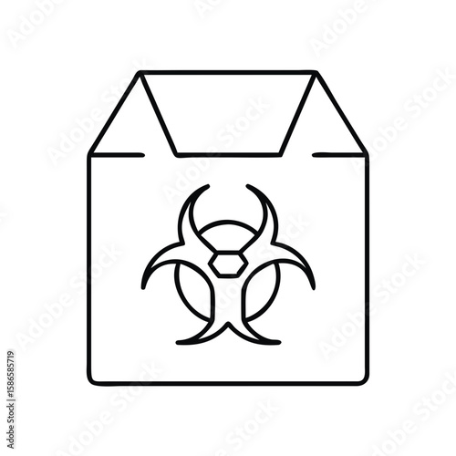 Biohazard symbol on a box icon for hazardous materials
