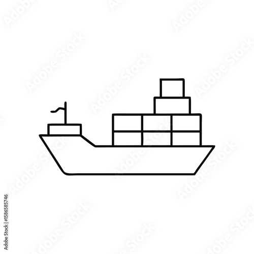 Cargo ship with containers icon in minimalist style