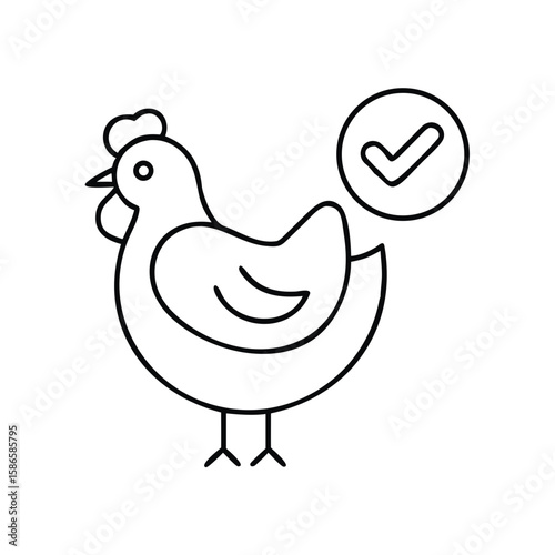 Chicken icon with checkmark symbolizing approval