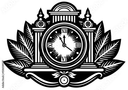 vintage clock vector illustration black