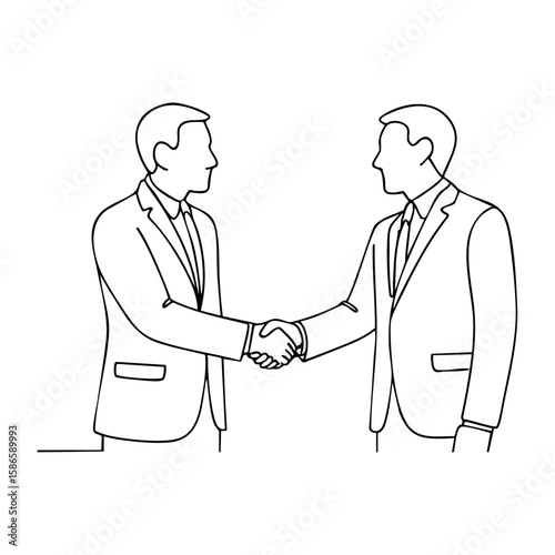 Business Handshake Agreement — Line Drawing