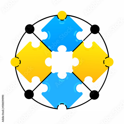 Team collaboration symbol with puzzle pieces
