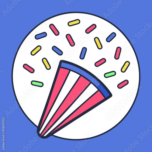 Flat style colorful confetti popper icon