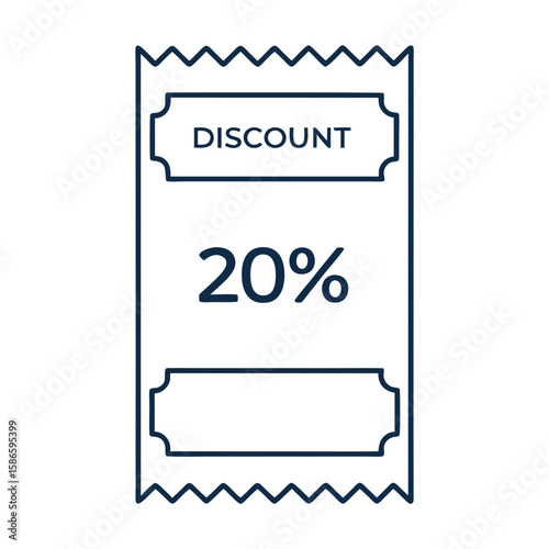 Discount coupon icon with 20% text in flat style