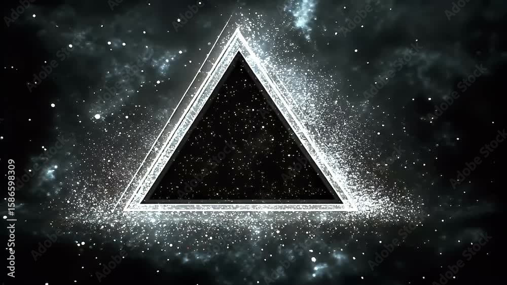 Abstract triangular shape with glittering particles
