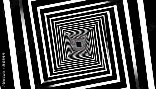 Intricate black and white spiral squares