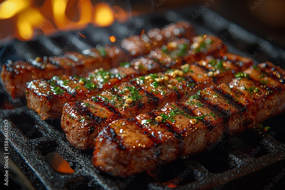 Beef steak. Grilled meat. Meat on filre Beef steak. Grilled meat. Meat on filre