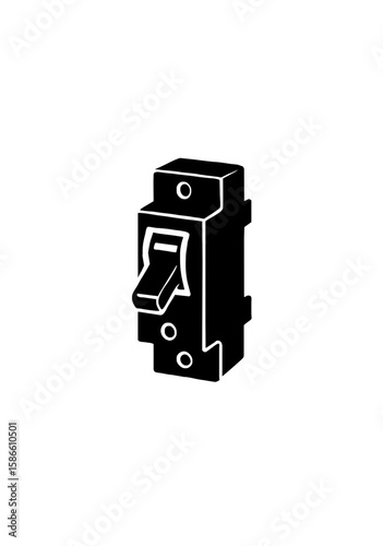 Simple Silhouette of Electrical Toggle Switch in On or Off Position Isolated on White Background for Utility, Hardware, and Engineering Concepts
