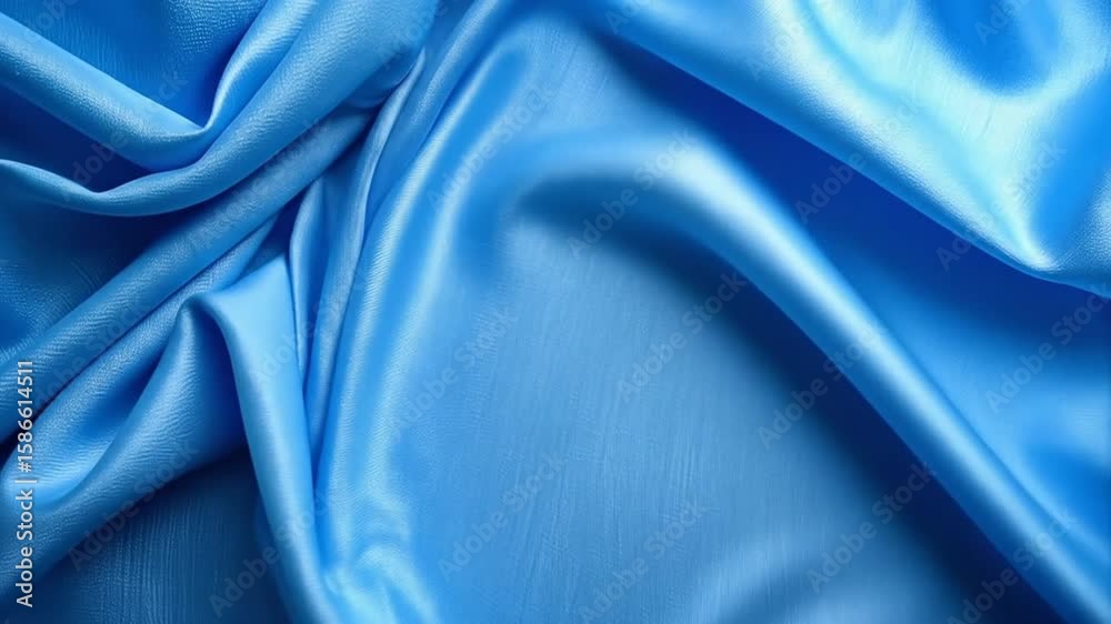 Abstract image showing flowing, rippling blue fabric with varying textures and gradients. Light plays across the folds