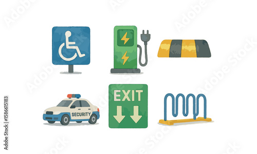 Transportation and accessibility symbols illustration