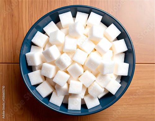 Sugar cubes in a dark Blue Bowl