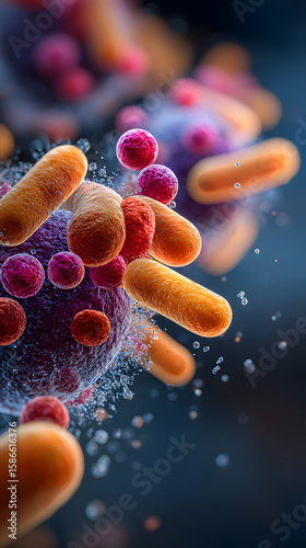 macro view of healthy gut bacteria and microbes