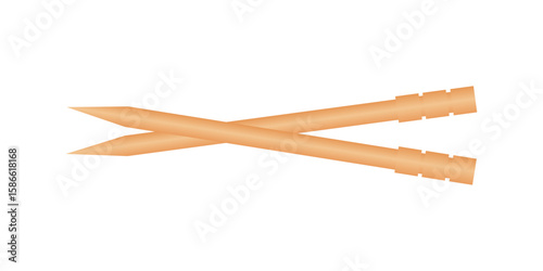 skewers wooden bamboo pointed tip stick thin isolated on white background, wood skewers used to hold pieces foods, tipped chopsticks for skewer barbecue, skewer sticks for BBQ vegetable and fruits