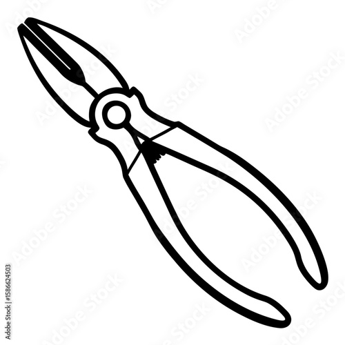 Needle Nose Pliers Silhouette Vector