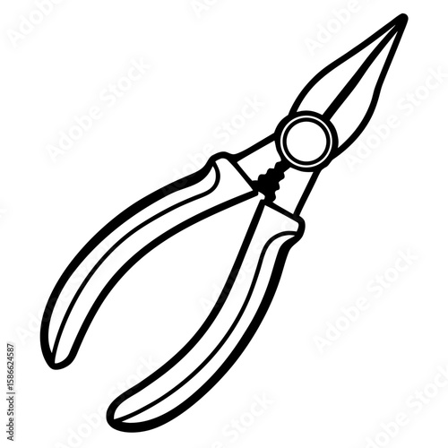 Needle Nose Pliers Silhouette Vector