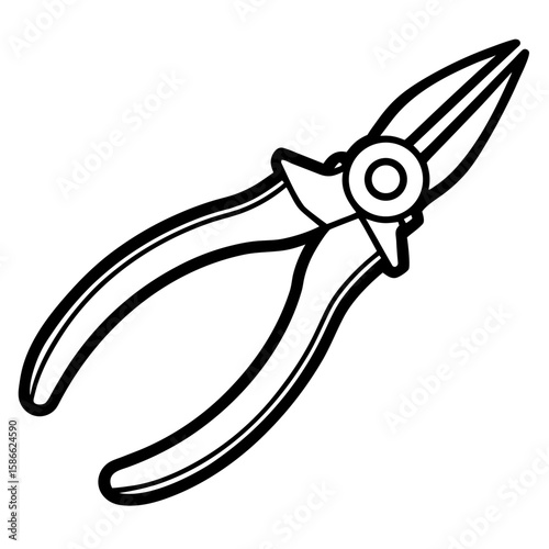 Needle Nose Pliers Silhouette Vector