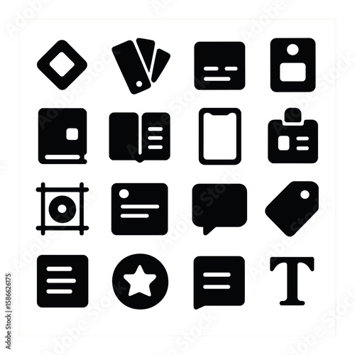 Startup branding icon collection: simple silhouette symbols for business and design use
