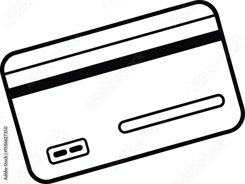 Outline credit card icon for travel and finance services isolated on transparent background