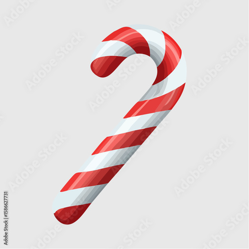 single stylized candy cane icon with layered vector stripes clean bézier curves centered on 512 px artboard