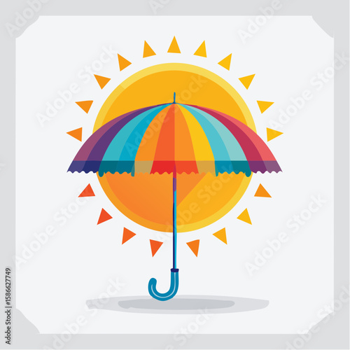 single sun umbrella icon in geometric flat style closed compound paths centered on 512 px artboard