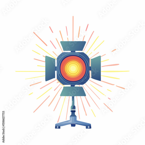 single stylized stage light icon with layered vector beams clean bézier curves centered on 512 px artboard