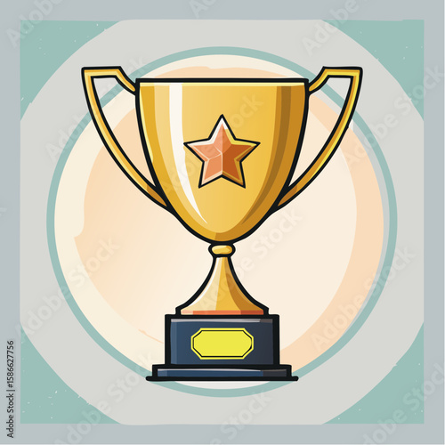 single trophy icon with layered vector shapes grouped compound paths centered on 300 px artboard
