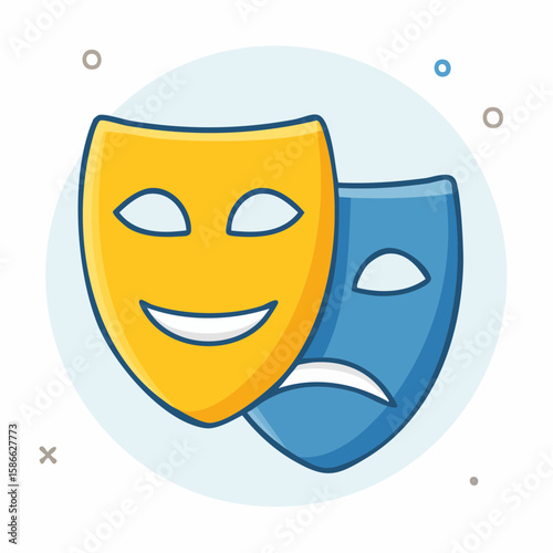 single theater masks icon in flat design with clean closed shapes on a 512x512 artboard