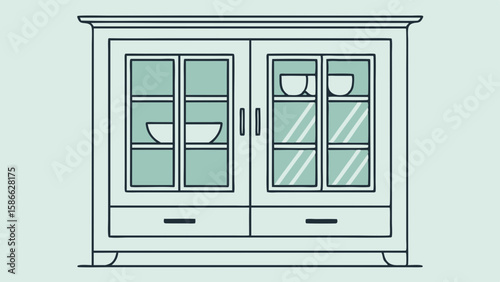 Stylish kitchen cabinet vector illustration for home decoration and furniture design projects