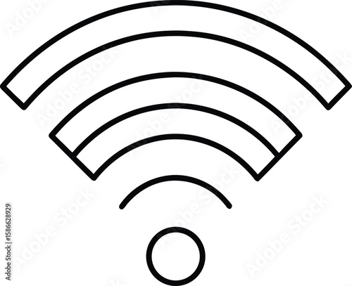Outline wi fi signal with information symbol isolated on transparent background