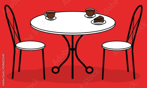 Coffee and Snacks Vector – Red Background